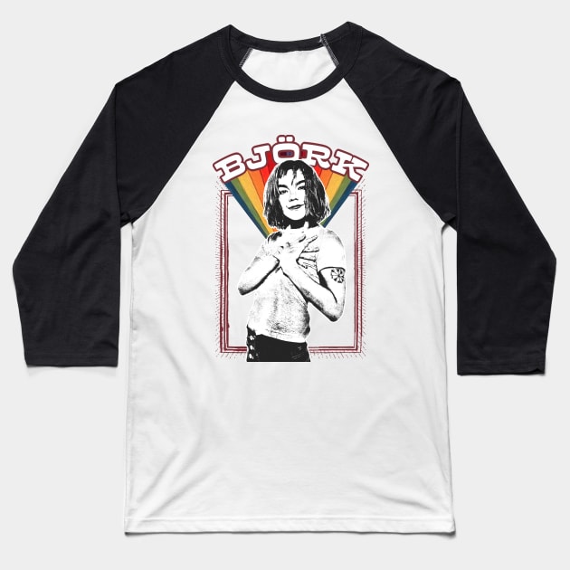 Björk / Vintage Style Aesthetic Fan Art Design Baseball T-Shirt by DankFutura